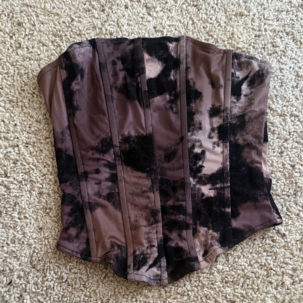 Windsor Brown and Black Tie-Dye Corset Top